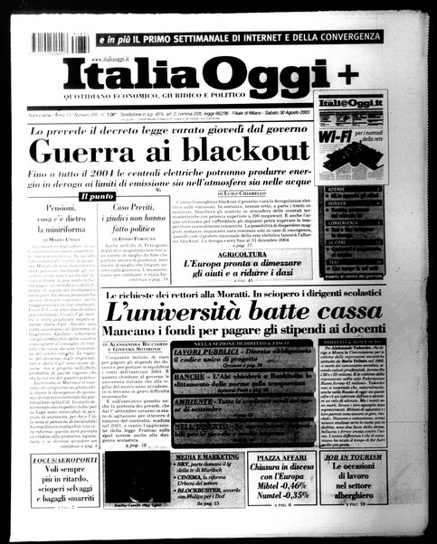 Italia oggi : quotidiano di economia finanza e politica